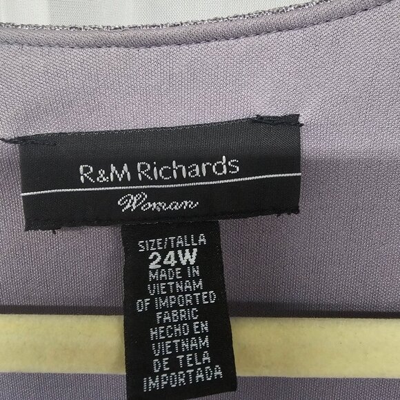 R&M Richards Gray Silver Metallic Layered Dress Formal Wedding Minimalist 24W - Picture 6 of 9